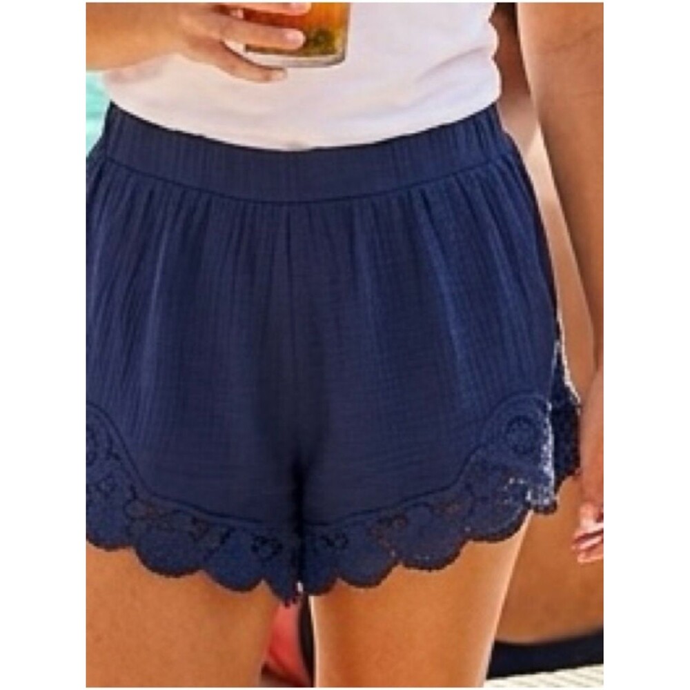 NWT High-Waist Navy Crochet Hem Summer Shorts